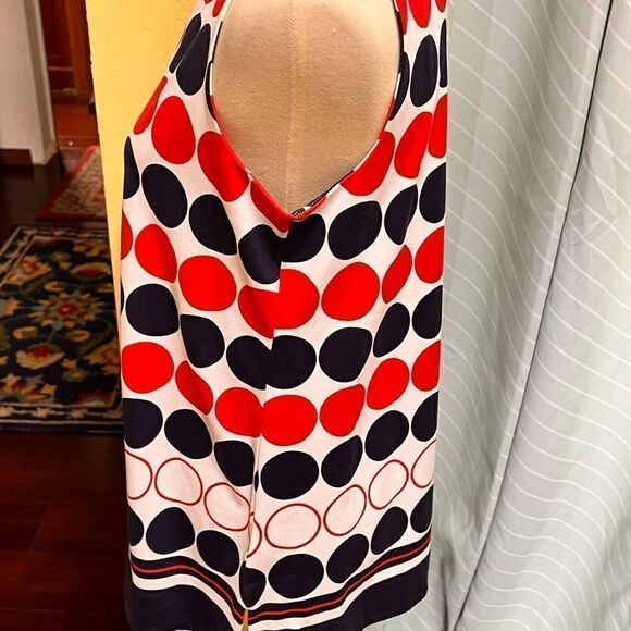 EUC Charter Club Sleeveless Top, Red, white & Blue Circles, Gold buttons #YC10 - Picture 2 of 6